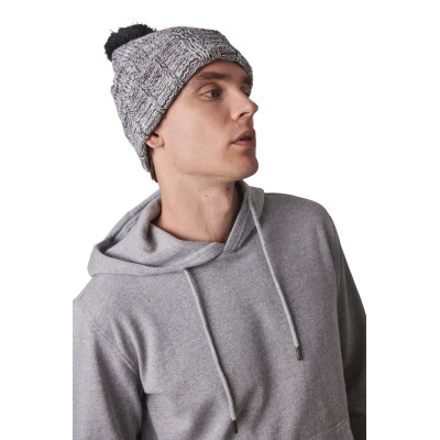 Bobble beanie with turn-up.